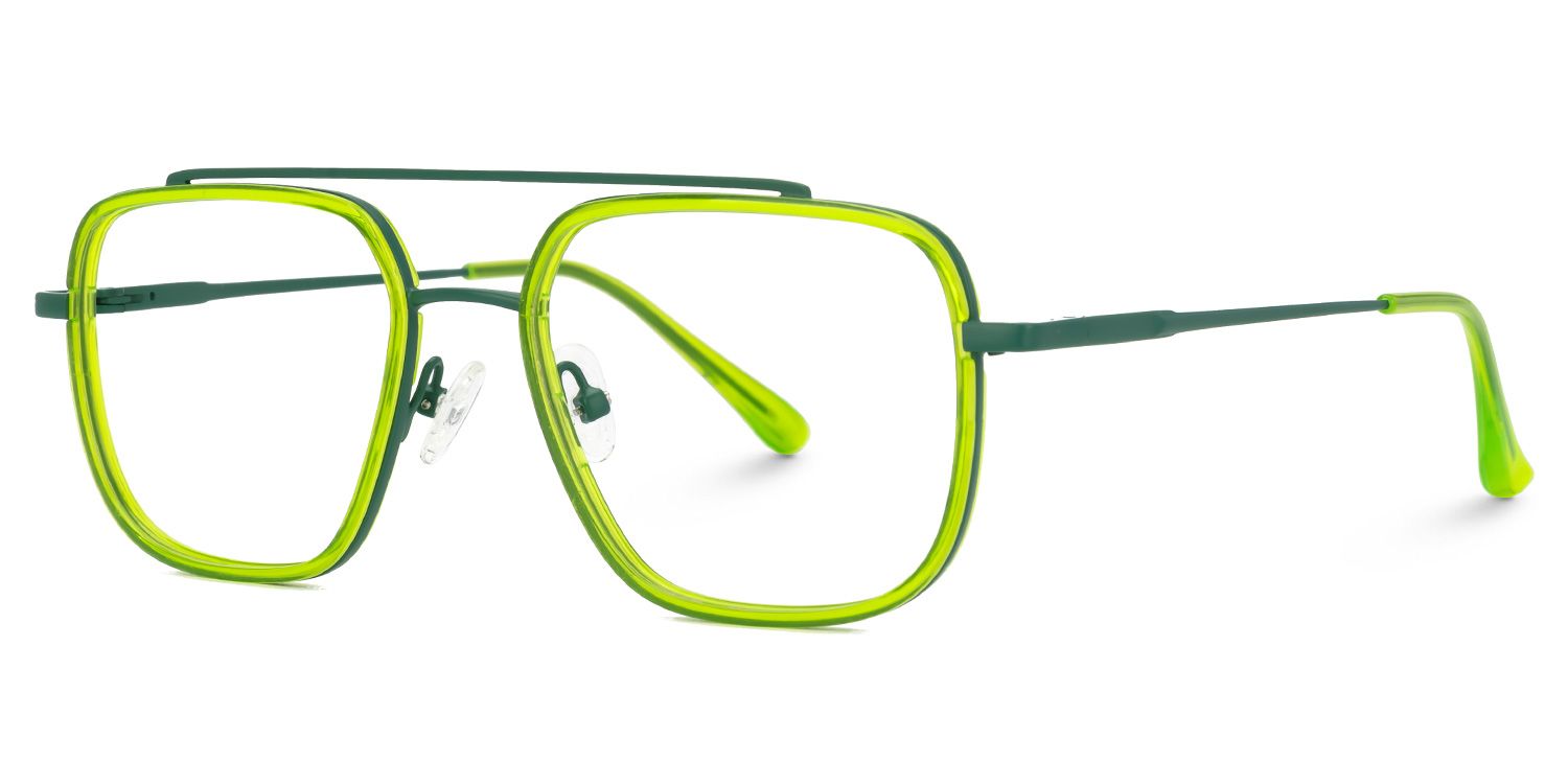 Hakim - Aviator Green Eyeglasses | Vooglam Front View