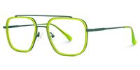 Hakim - Aviator Green Eyeglasses | Vooglam Front View