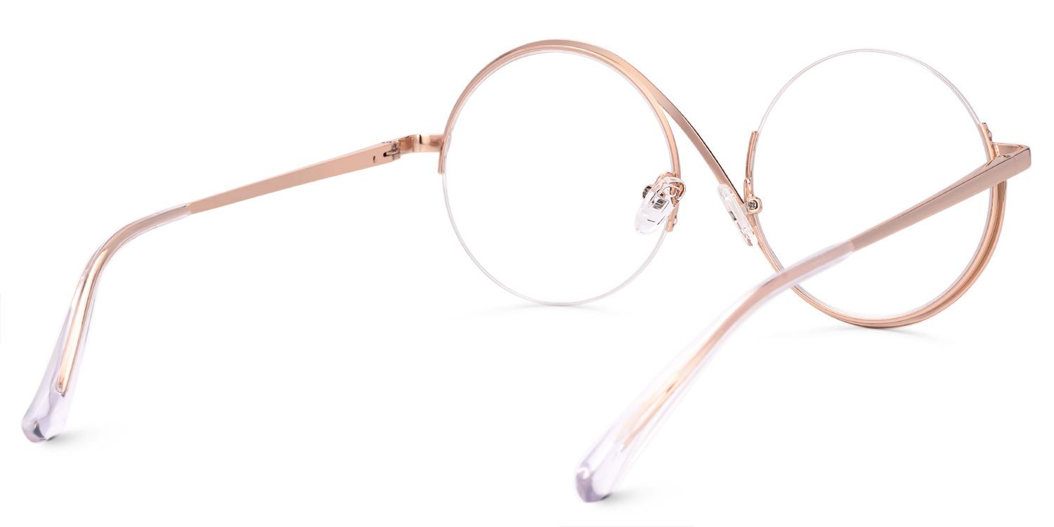 Manley - Glitter-Accented Rose Gold Round Glasses by Vooglam - Side View