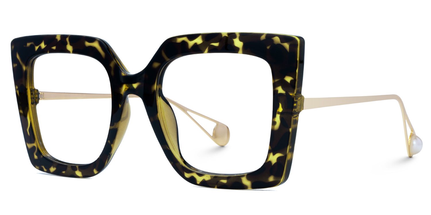 Adrienne - Square Tortoise/Gold Eyeglasses | Vooglam Front View