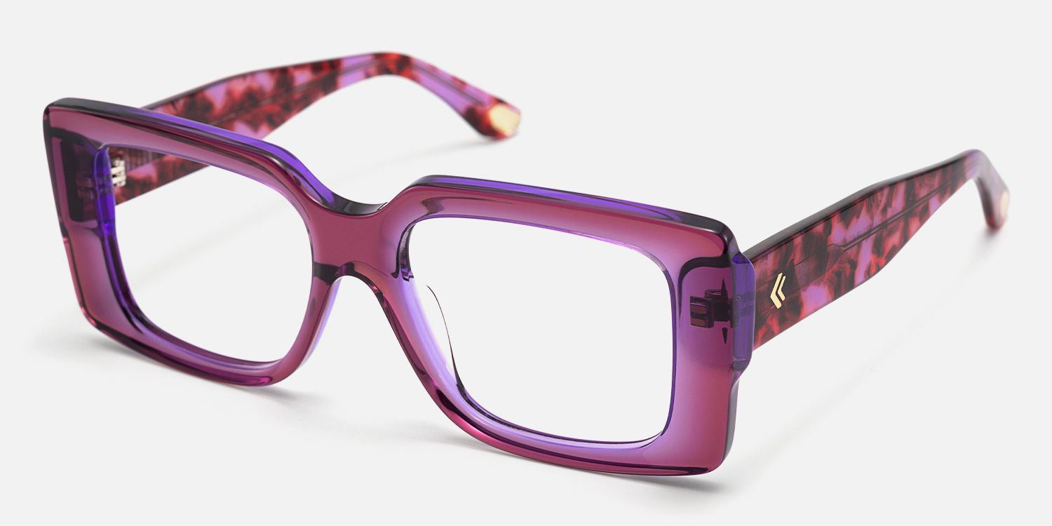 Kente - Rectangle Purple Eyeglasses | Vooglam Front View