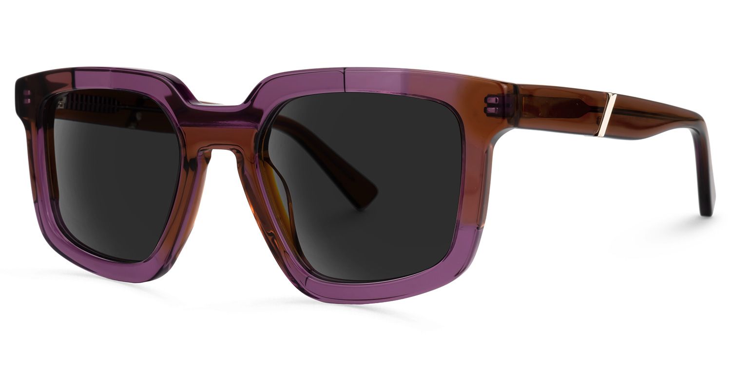 Davu - Geometric Purple Sunglasses | Vooglam Front View