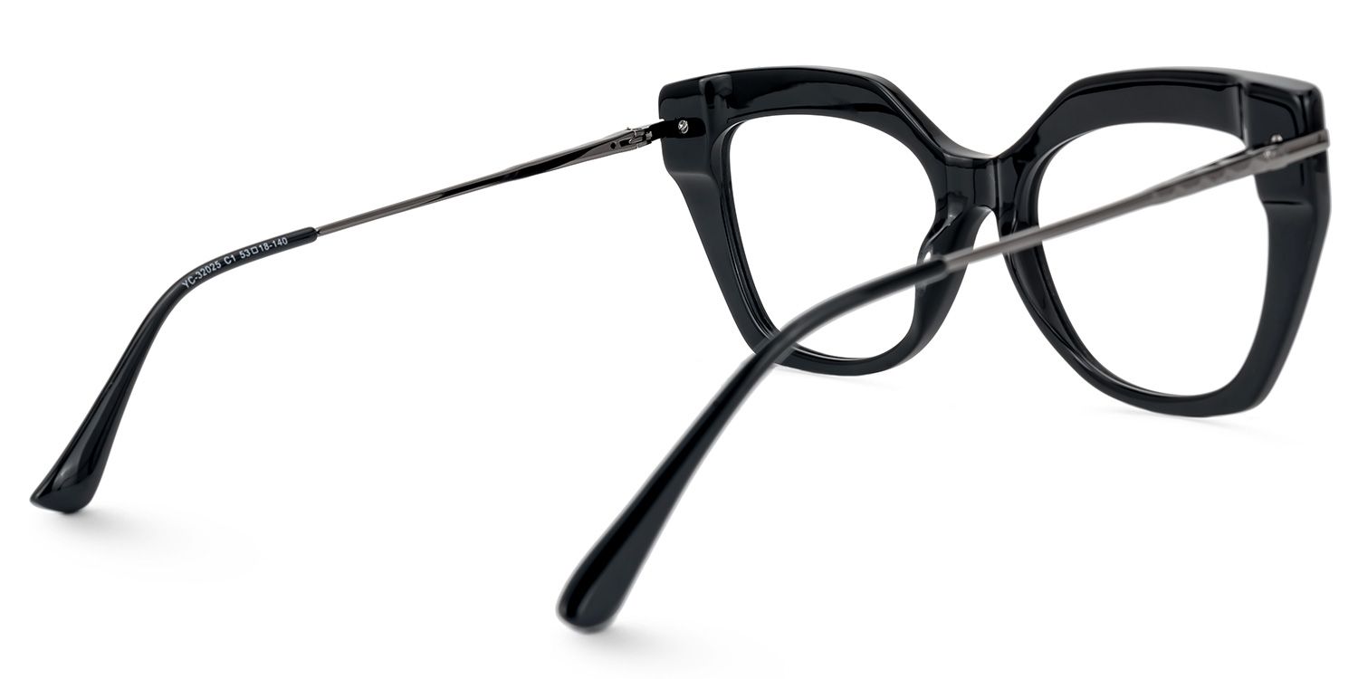 Elandra - Cat Eye Black Eyeglasses | Vooglam Side View