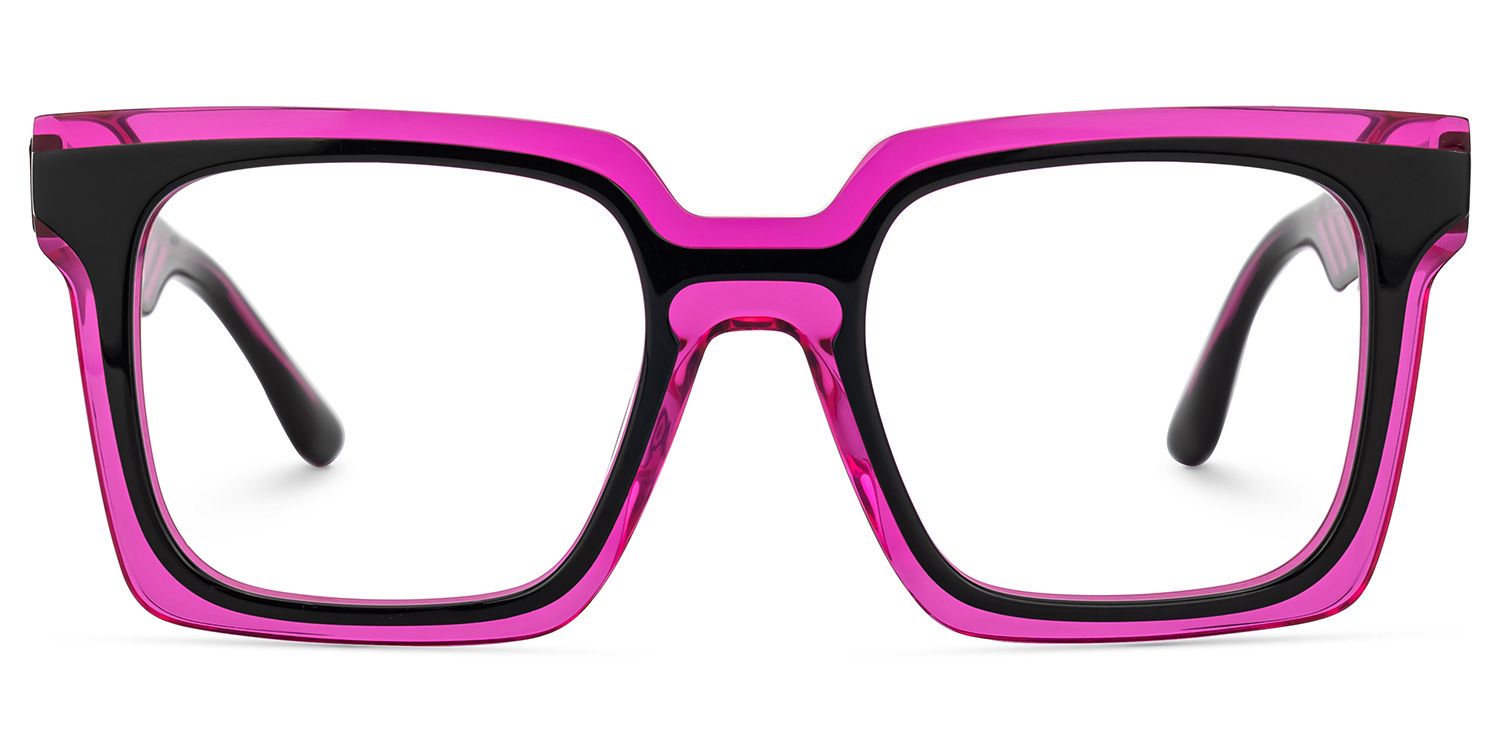 Fenicia - Square Black/Pink Eyeglasses  | Vooglam Angle View