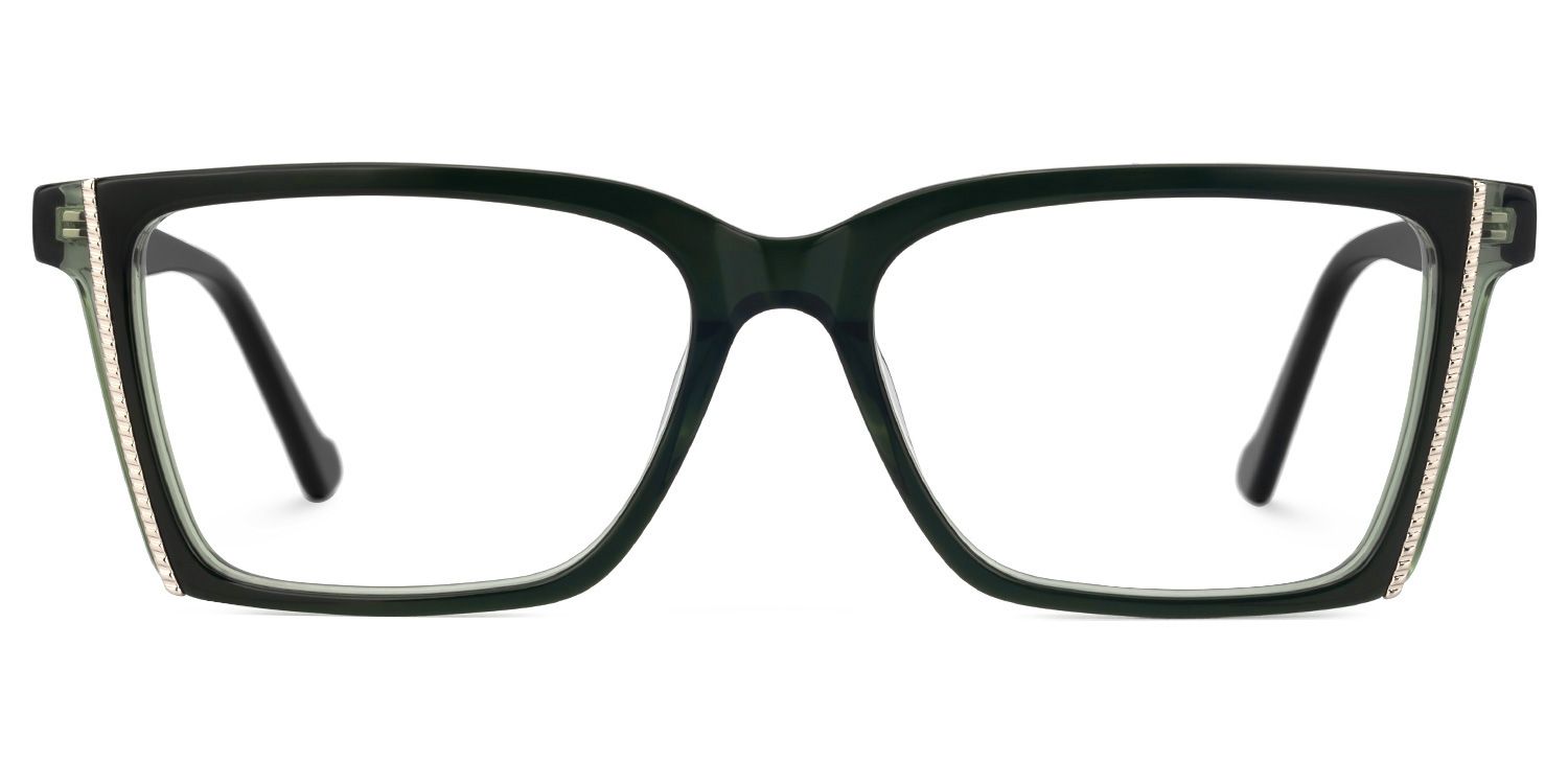 Fabunni - Rectangle Green Eyeglasses Angle View
