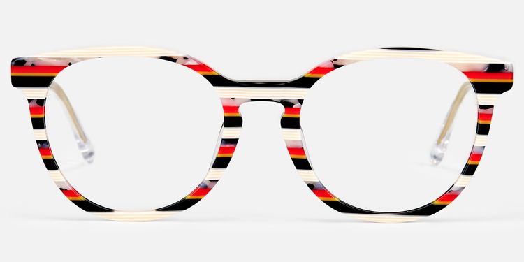 Boban - Round Black/Red Eyeglasses by Vooglam
