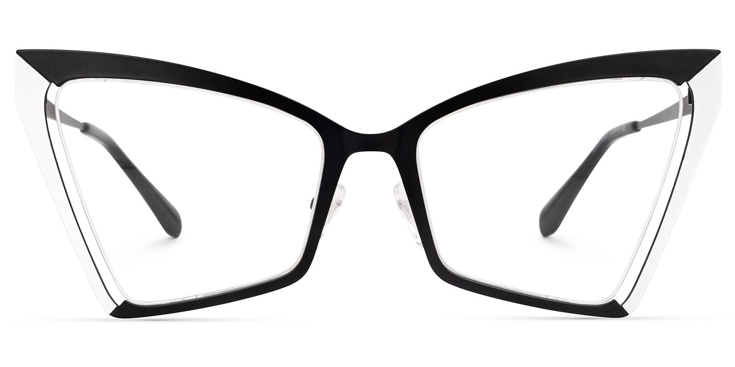 Ekram - Butterfly Black/White Eyeglasses | Vooglam Angle View