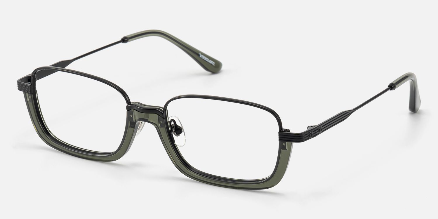 Basel - Matte Black Visible Wire Rim Frames | Vooglam Front View