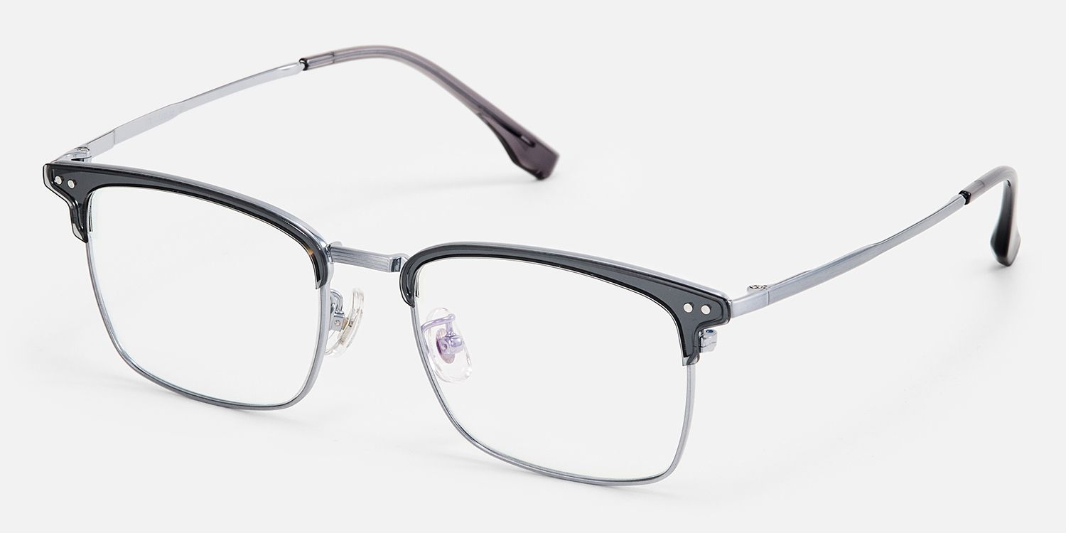 Dial - Browline Grey Eyeglasses | Vooglam Front View