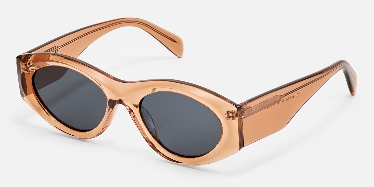 Aura - Cat Eye Champagne Sunglasses | Vooglam Front View