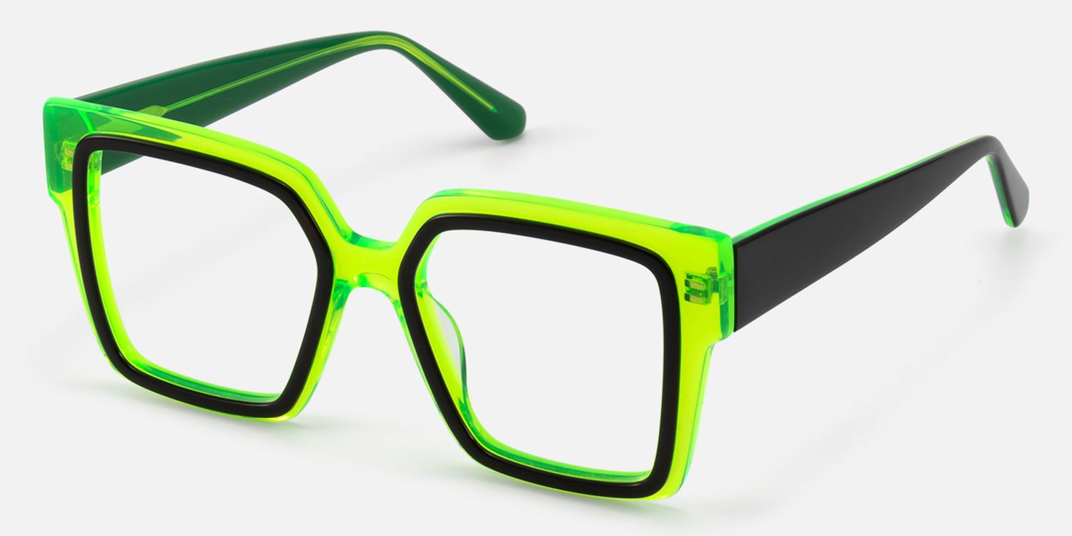 Huffman - Square Green Eyeglasses | Vooglam Front View