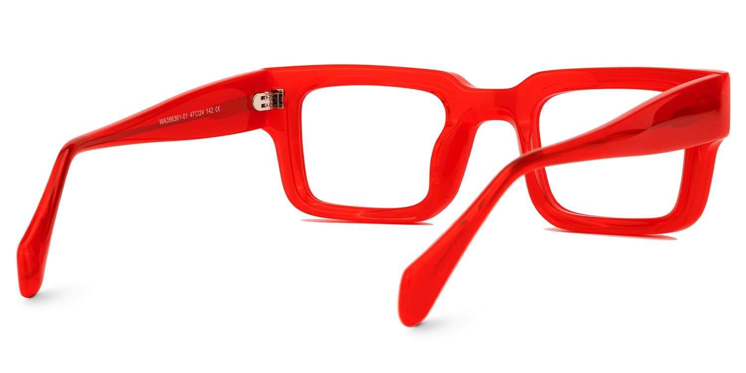 Cherie - Rectangle Red Eyeglasses by Vooglam - Side View