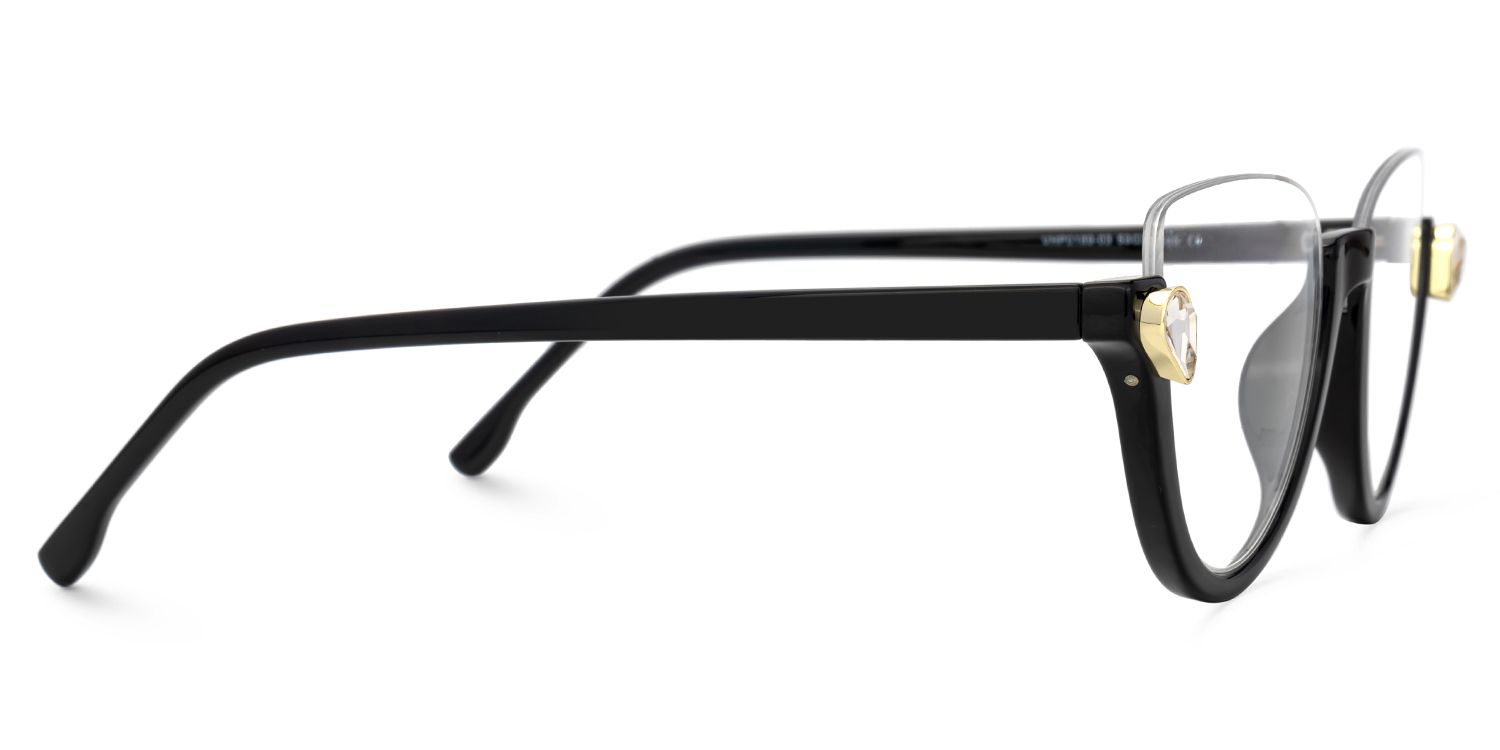 Sylvia Black Semi-Rimless Cat Eye Glasses for Women | Vooglam 4