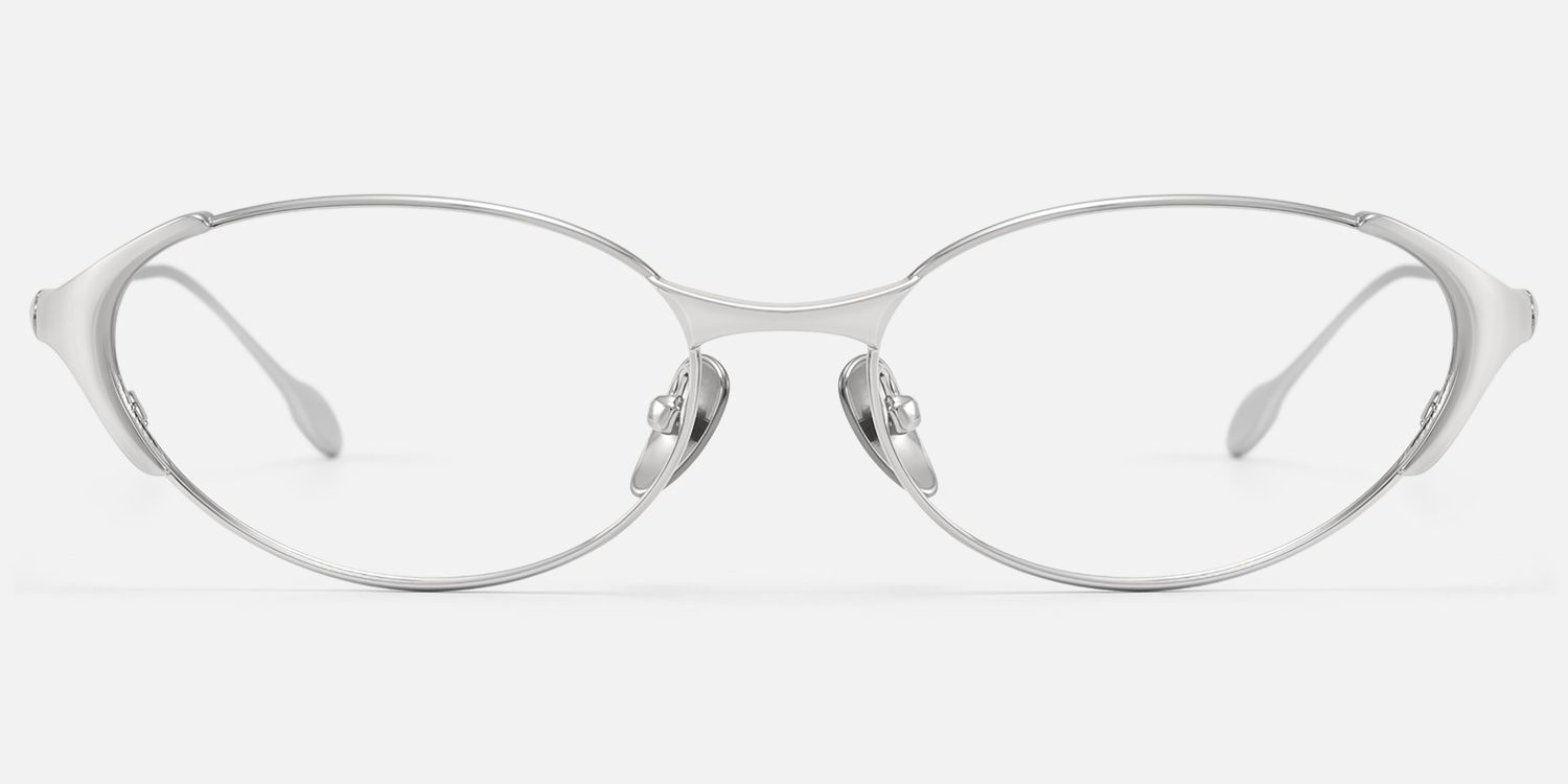 Ebisu - Thin Rimmed Silver Oval Minimalist Glasses | Vooglam Angle View