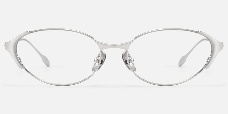 Ebisu - Thin Rimmed Silver Oval Minimalist Glasses | Vooglam