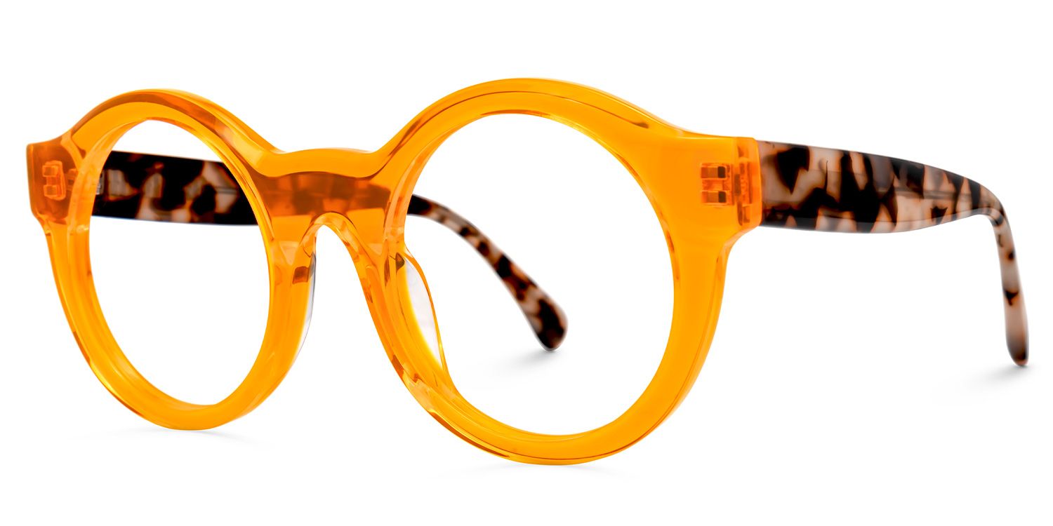 Elefteria - Round Orange Eyeglasses | Vooglam Front View