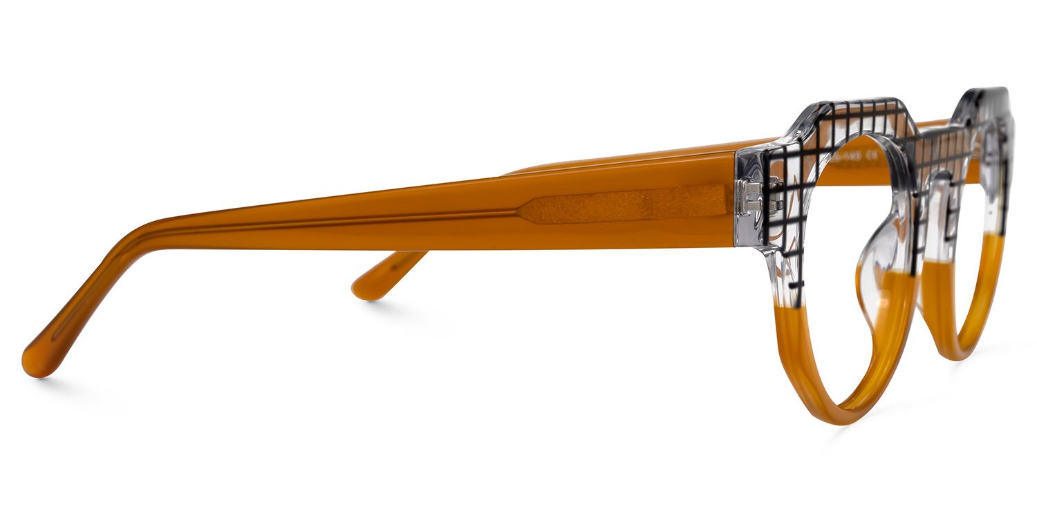 Annaisha - Round Orange Eyeglasses by Vooglam - Product View 4