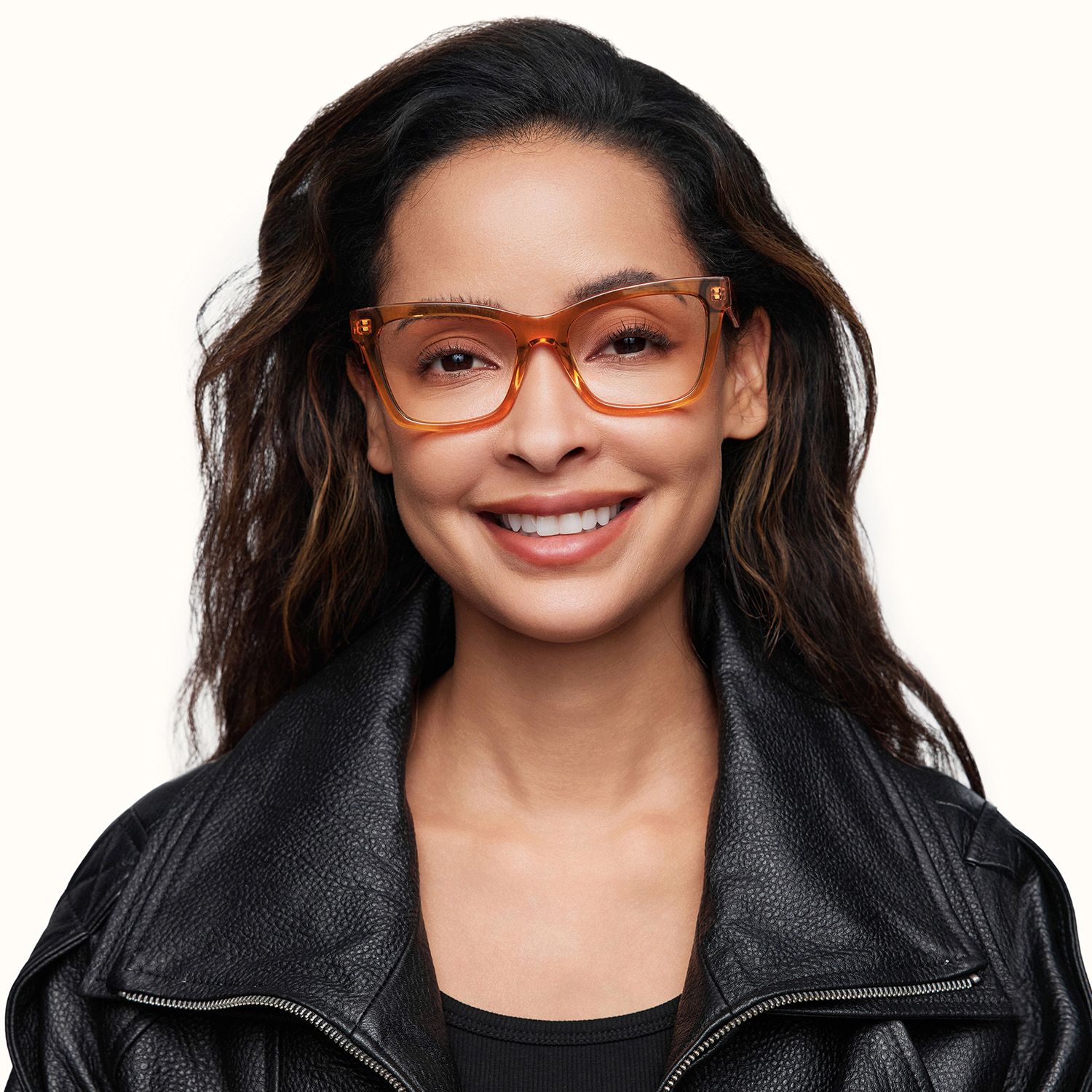 Vibranium - Rectangle Orange Eyeglasses by Vooglam - On Model