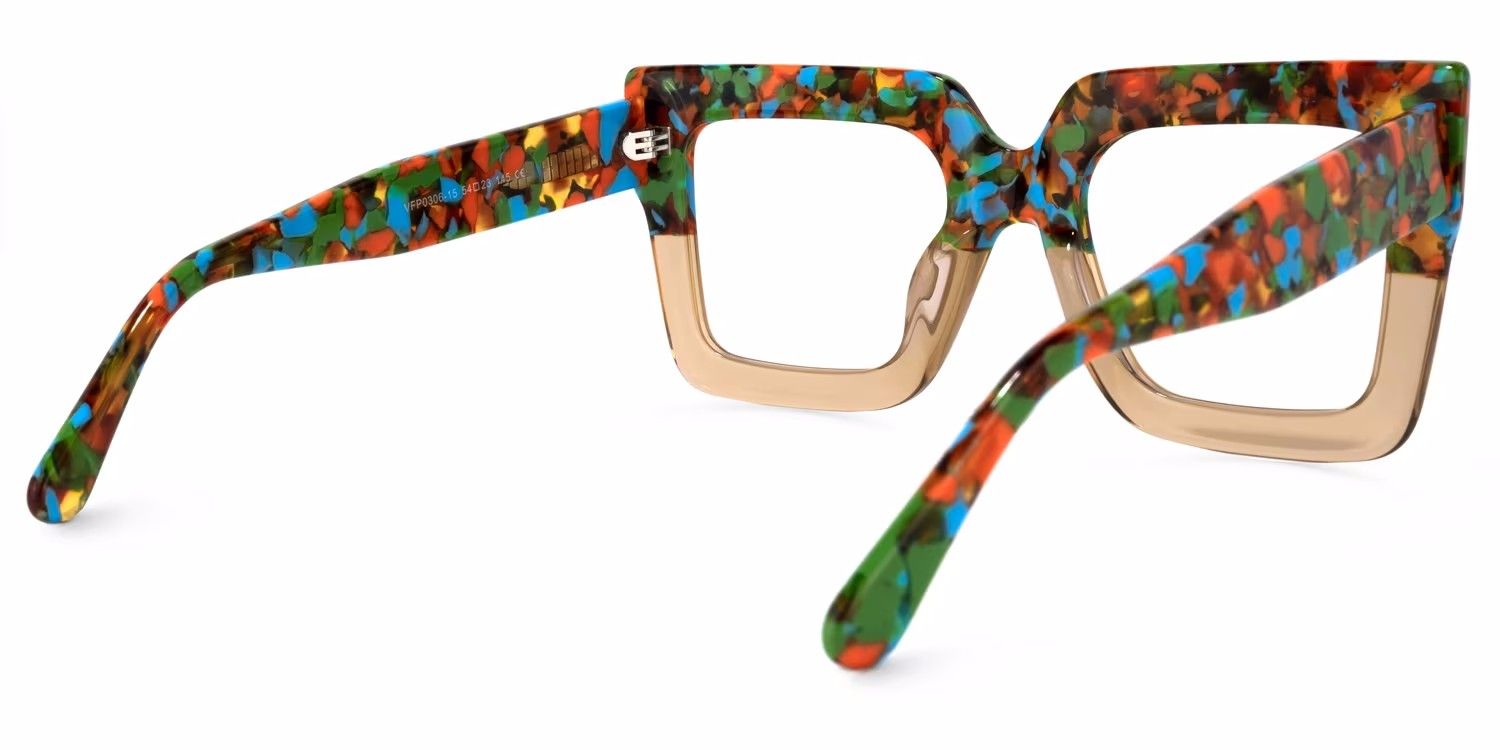 Charisse - Bold Multicolor Square Glasses Unique Design | Vooglam Side View