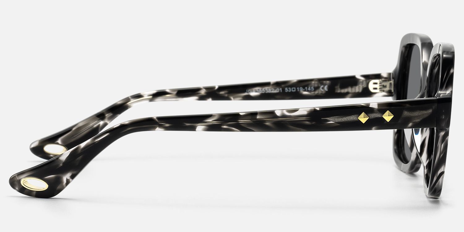 Meridian - Oversized Boho Square Black Sunglasses | Vooglam Side View