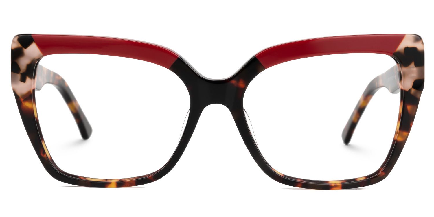 Deserae - Square Red/Tortoise Eyeglasses | Vooglam Angle View