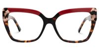 Deserae - Square Red/Tortoise Eyeglasses | Vooglam Angle View