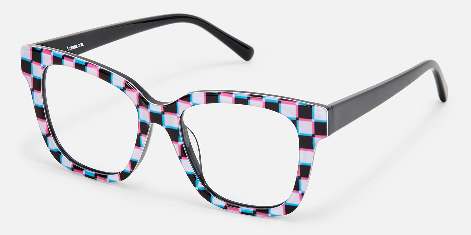 Laisha - Square Pattern Eyeglasses | Vooglam Front View