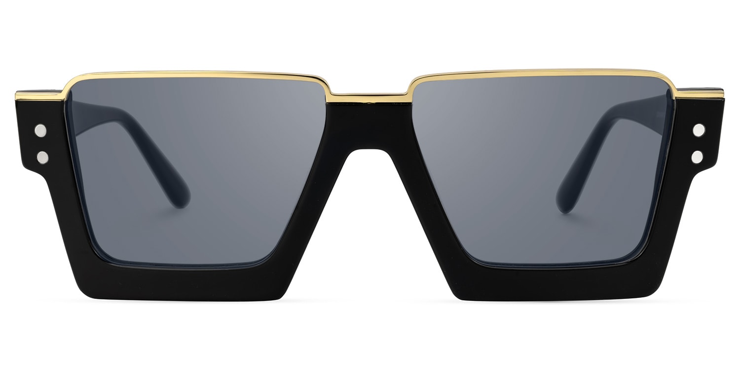 Dardhan - Rectangle Black Sunglasses - 1