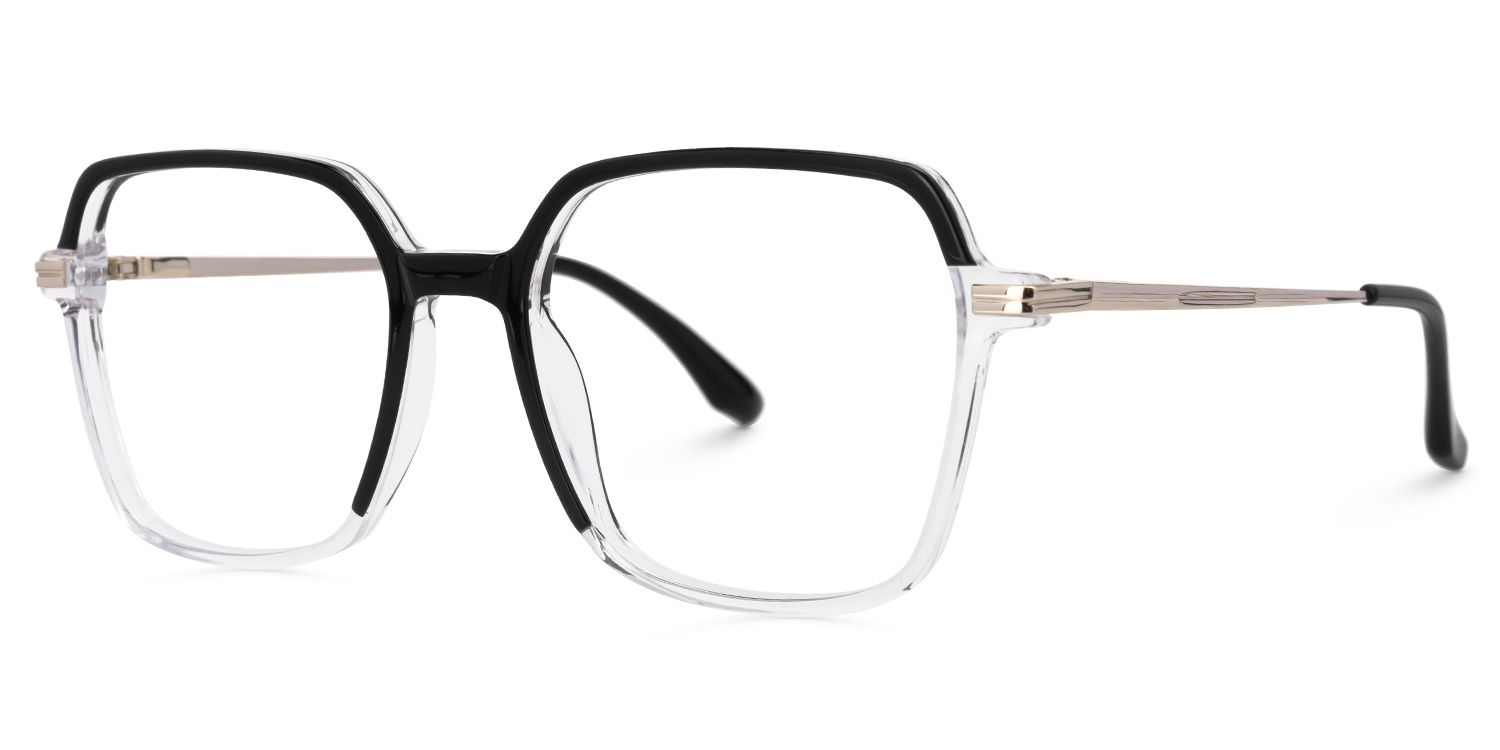 Elton - Square Black Eyeglasses | Vooglam Front View