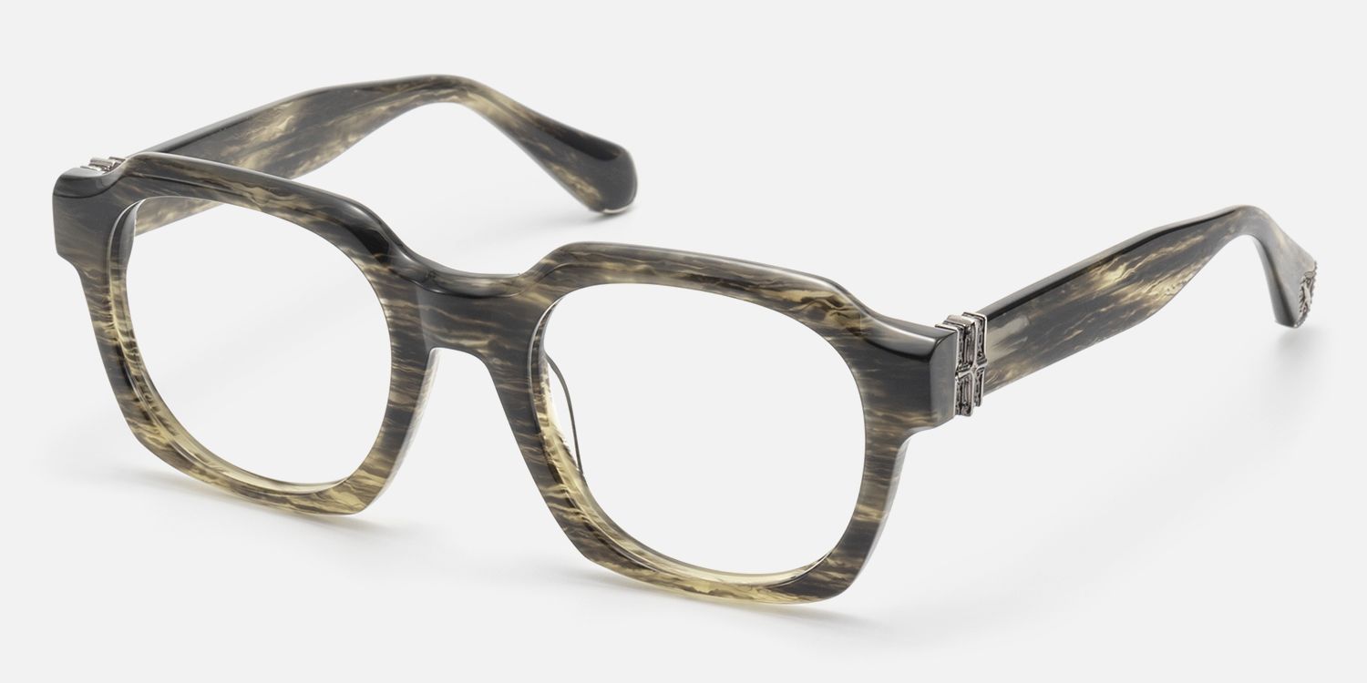 Vernon - Raw Texture Clear Brown Horn Glasses | Vooglam Front View