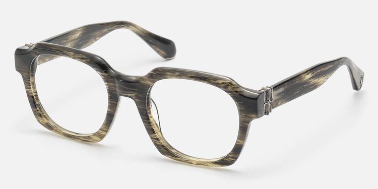 Vernon - Raw Texture Clear Brown Horn Glasses | Vooglam