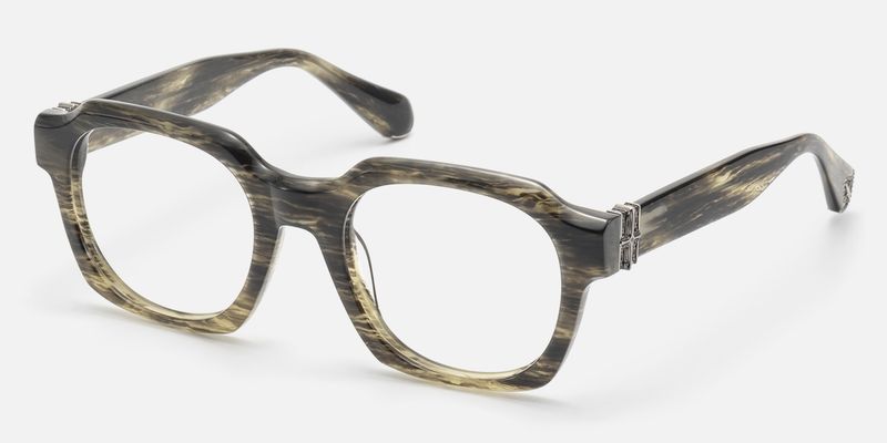Vernon - Raw Texture Clear Brown Horn Glasses | Vooglam