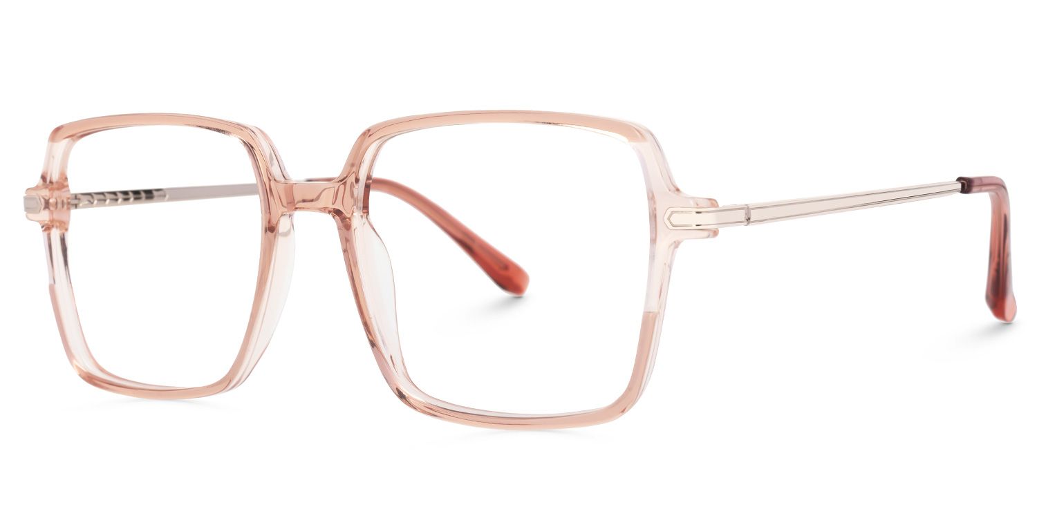 Elouan - Square Champagne Eyeglasses | Vooglam Front View
