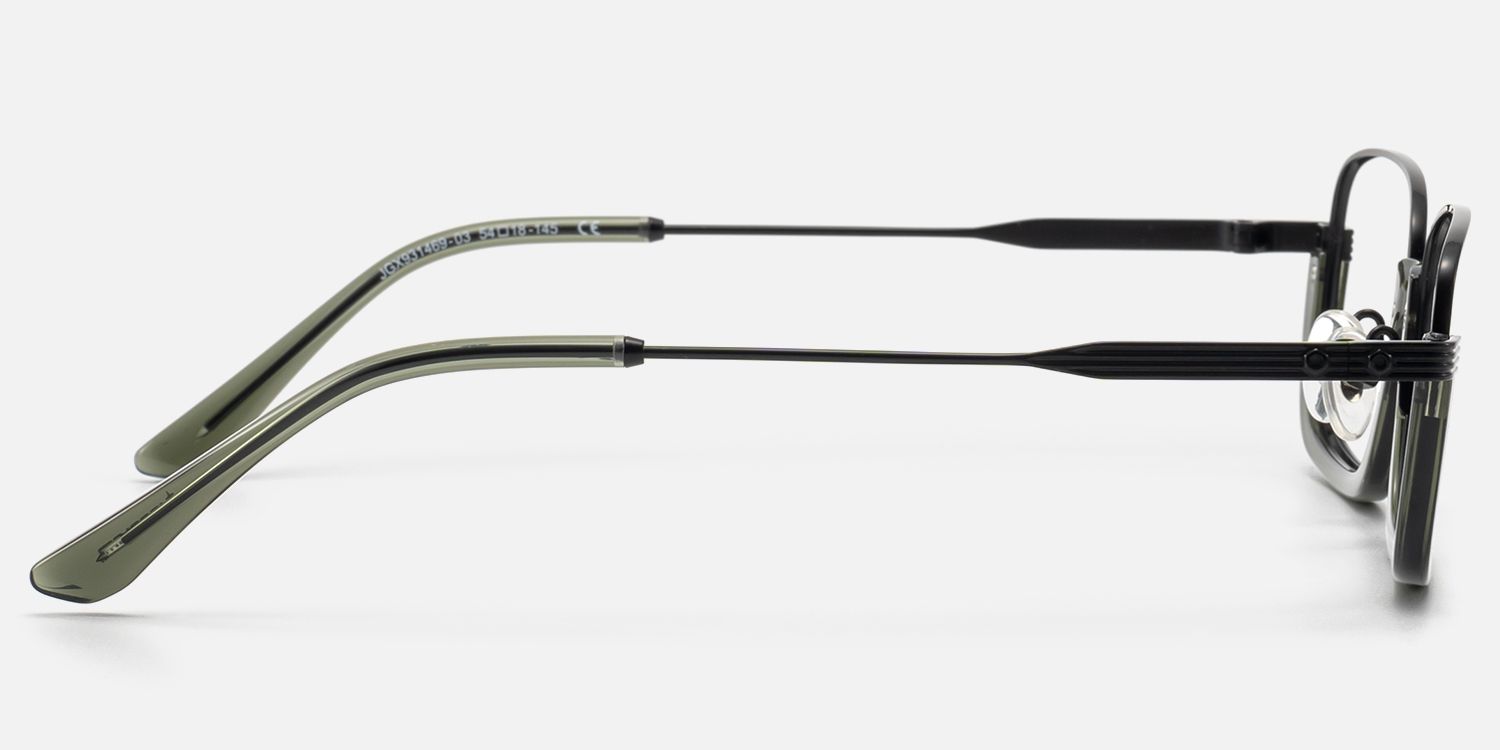 Basel - Matte Black Visible Wire Rim Frames | Vooglam Side View