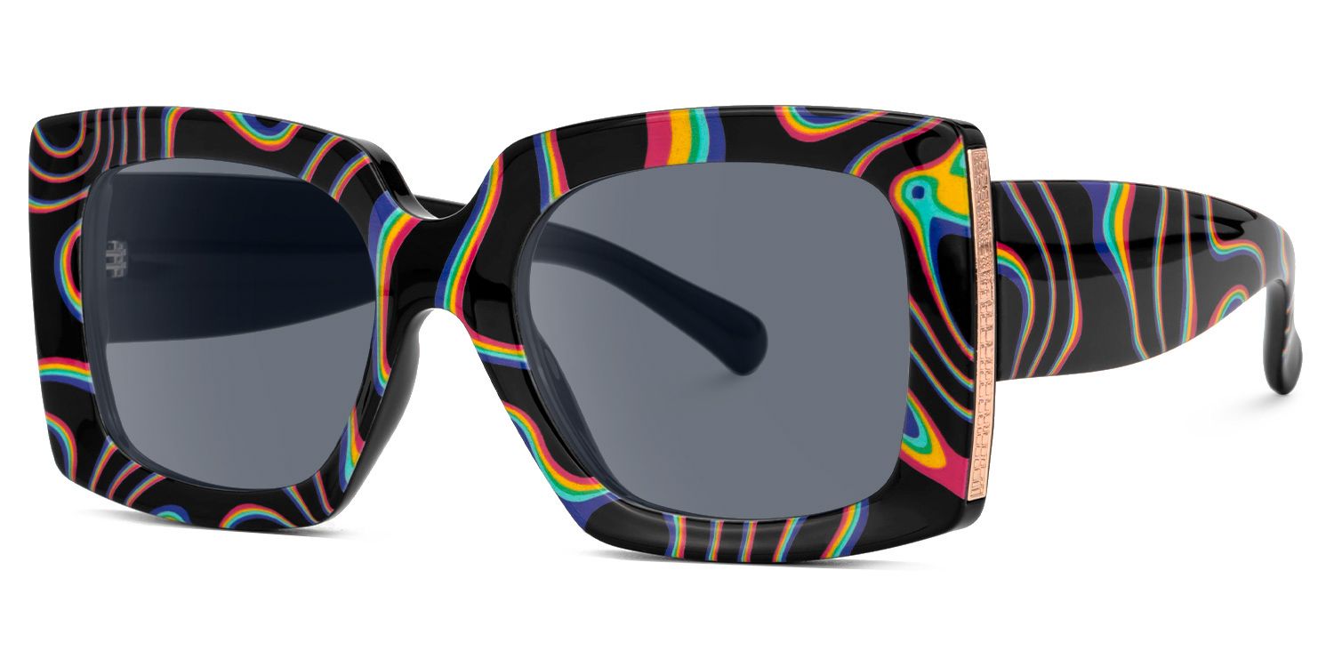 Borislav - Rectangle Multicolor Sunglasses | Vooglam Front View
