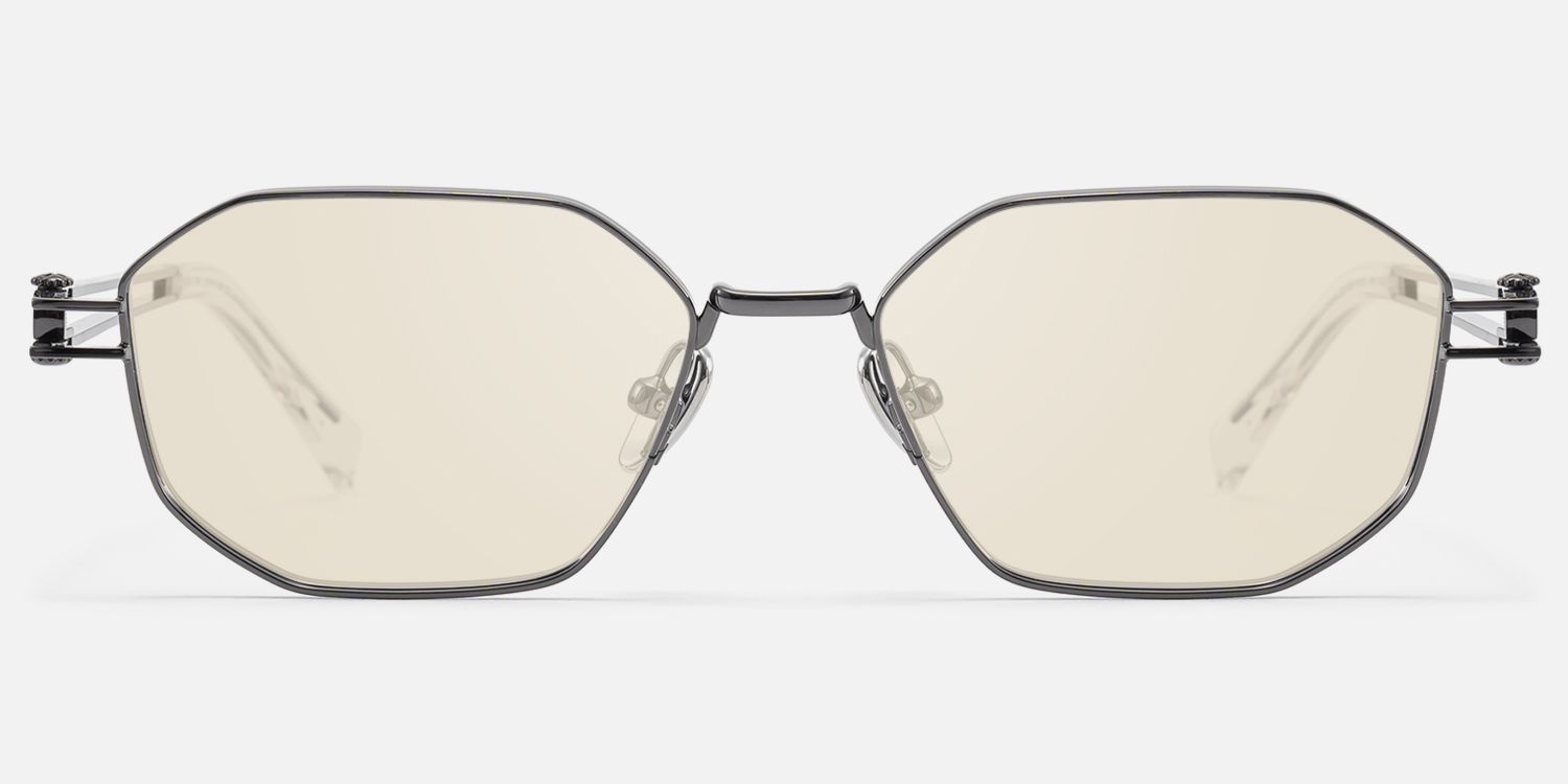Loos - Gunmetal Double Wire Geometric Sunglasses | Vooglam Angle View
