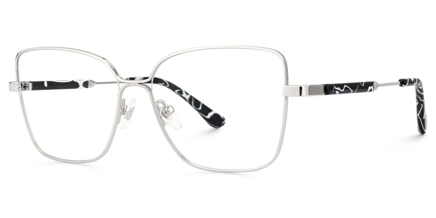 Briar - Square Silver Eyeglasses | Vooglam Front View