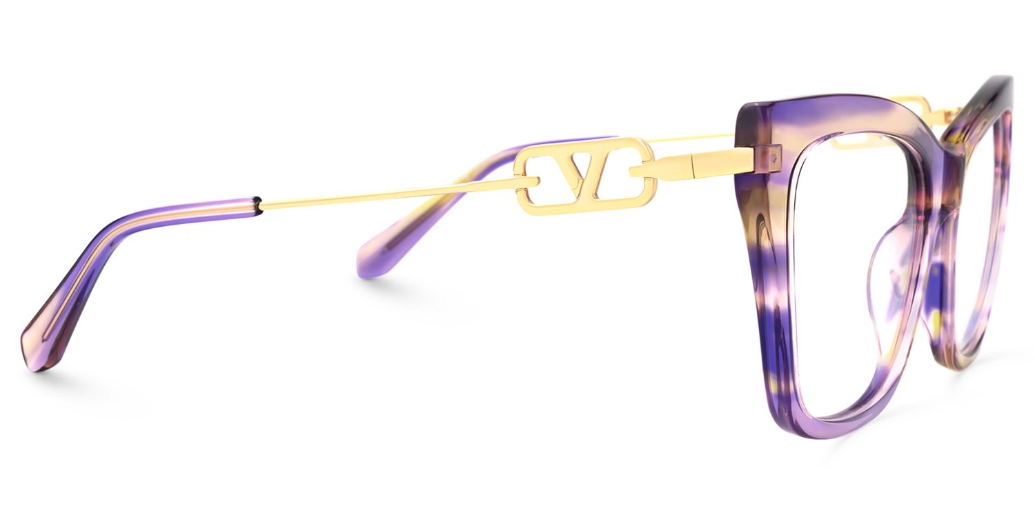 Madelina - Cat Eye Purple Eyeglasses by Vooglam - Product View 4