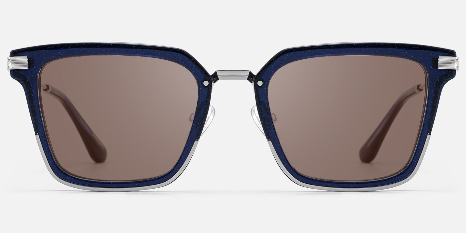 Kassel - Statement Navy Blue Brown Lens Sunglasses | Vooglam Angle View