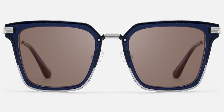Kassel - Statement Navy Blue Brown Lens Sunglasses | Vooglam