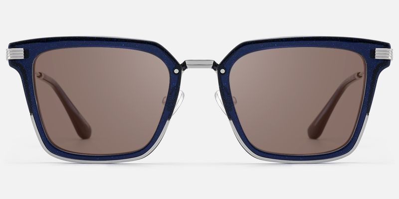 Kassel - Statement Navy Blue Brown Lens Sunglasses | Vooglam