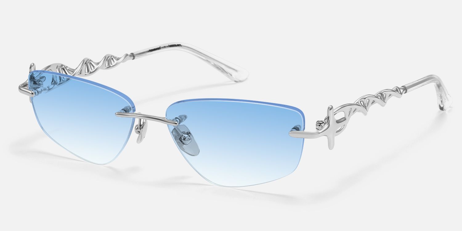The Decoder - Geometric Silver Sunglasses | Vooglam Front View