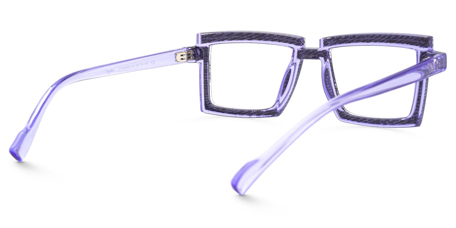 Pandeia - Rectangle Purple Eyeglasses by Vooglam - Side View