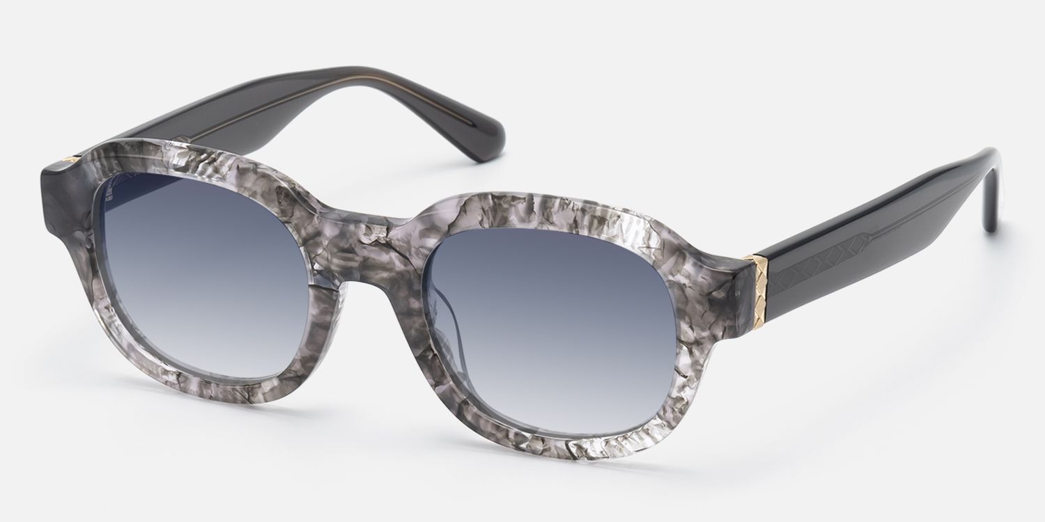 Eerie - Retro Gray Tinted Marbled Round Shades | Vooglam Front View