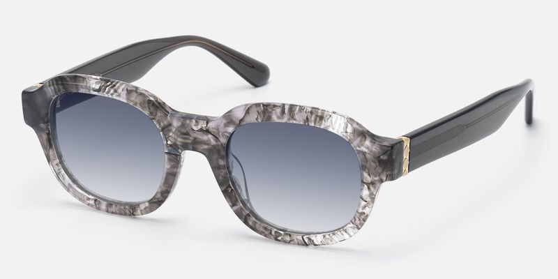 Eerie - Retro Gray Tinted Marbled Round Shades | Vooglam