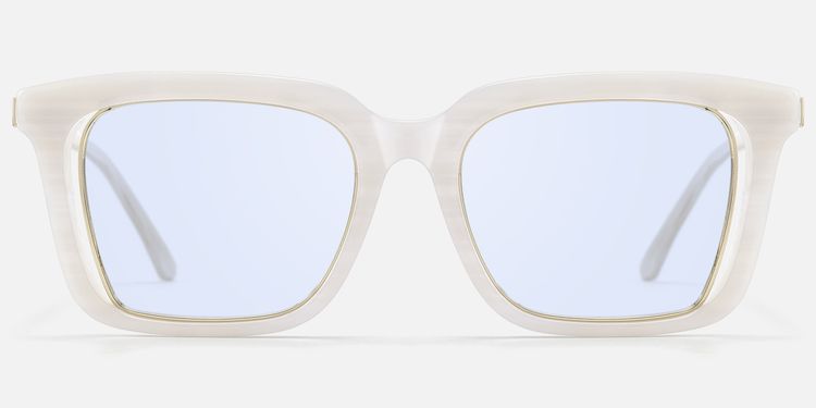 Chaparral - Blue Lens Rectangle White Sunglasses | Vooglam