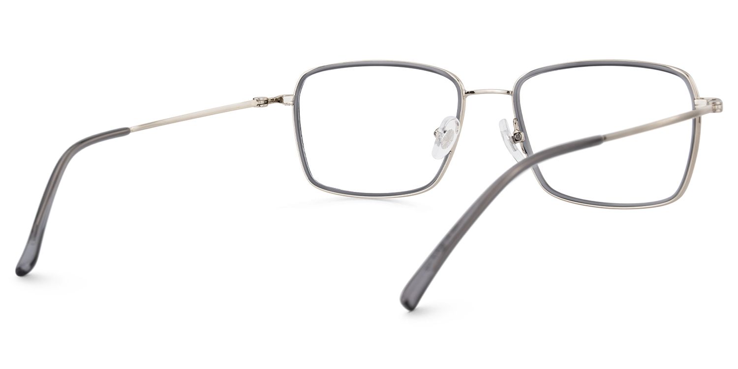Marlene - Rectangle Grey Eyeglasses | Vooglam Side View