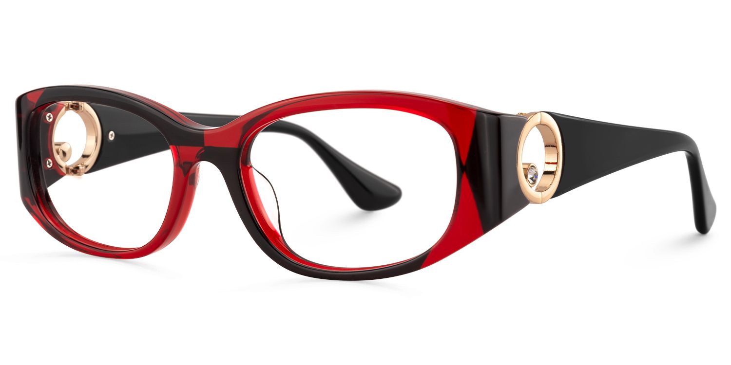 Claire - Rectangle Black/Red Eyeglasses | Vooglam Front View