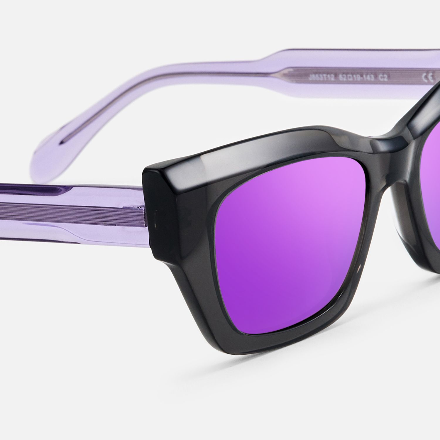 Velora - Transparent Grey Mirror Sunglasses | Vooglam Design Details