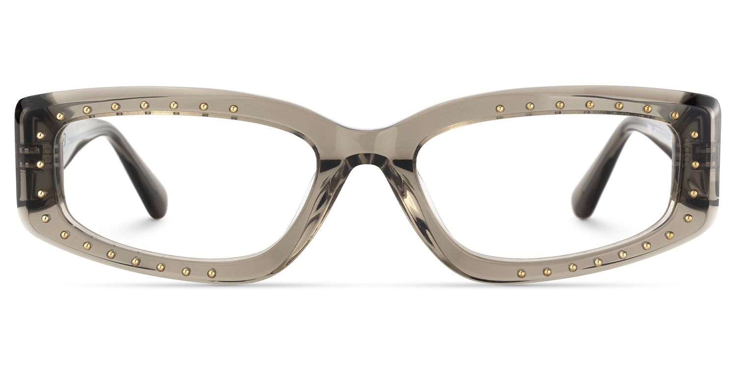 Quentin - Rectangle Grey Eyeglasses | Vooglam Angle View